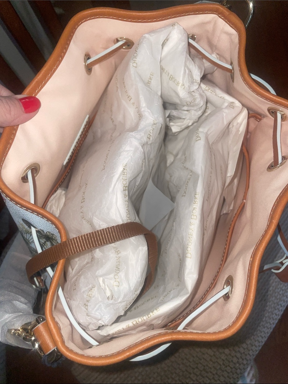 Dooney & Bourke Disney Peter Pan Drawstring Bucket Bag - Picture 5 of 6